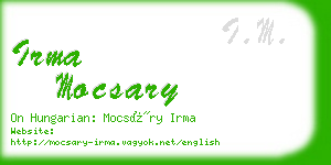 irma mocsary business card